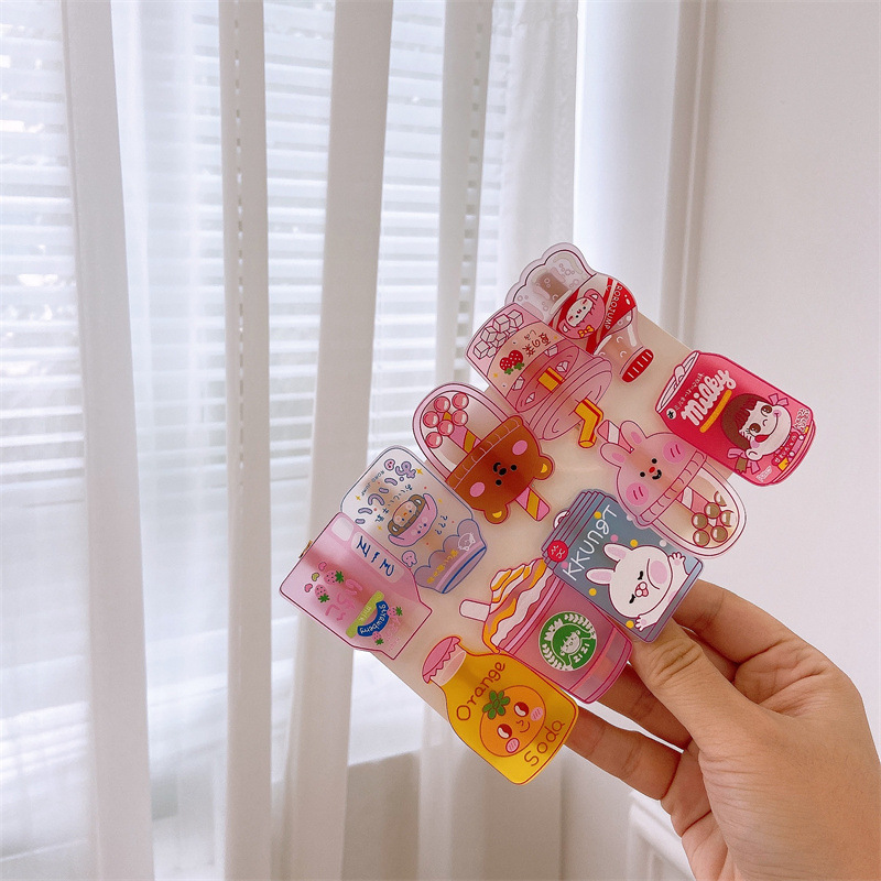 South Korea's new adorable large size frosted acrylic drink bottle girl's heart side clip card for children Xia hairpin-Taobao