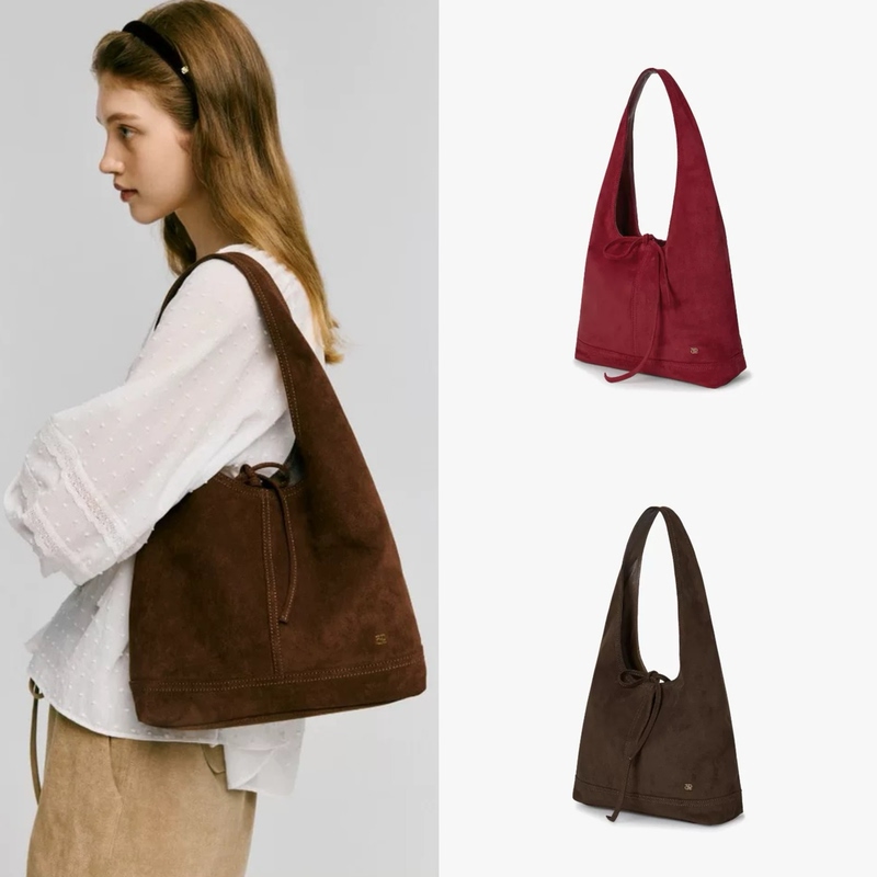 In-Stock Korean Genuine Depound New Suede French Bow Tote Bag Versatile Handbag Shoulder Bag