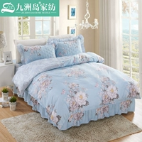 Bông giường bedspread váy một gia đình bốn bộ mô hình trải giường dày bông giường bông chăn 4 ba giường 1.8m - Bộ đồ giường bốn mảnh bộ chăn ga gối đệm cưới đẹp