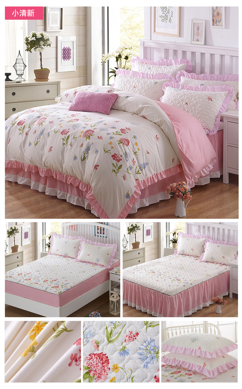 Dày bìa bông giường bedspread giường váy để bảo vệ một gia đình lanh váy Bốn 1.8m mét với bộ đồ giường nhà thiết kế mùa hè - Váy Petti váy giường