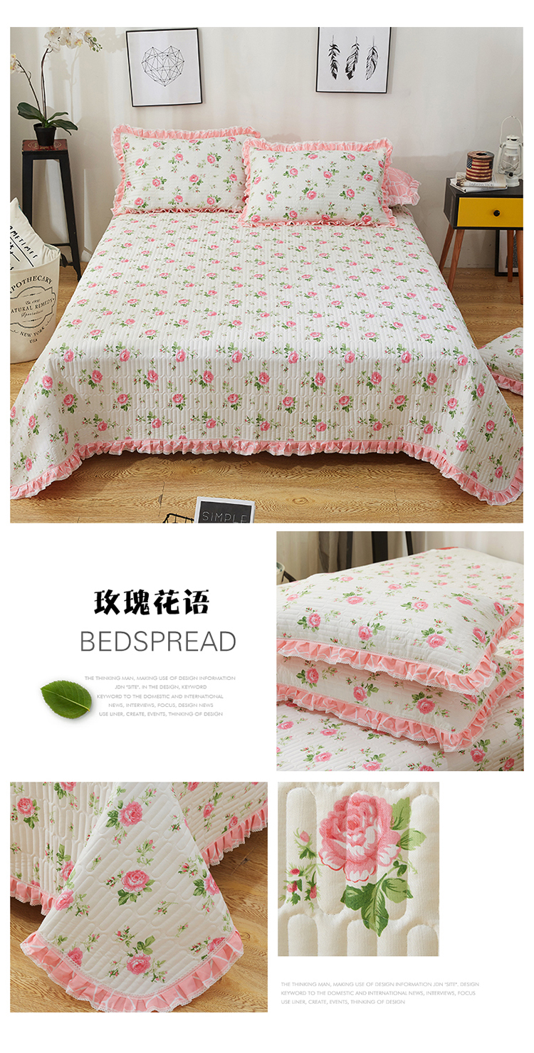 Trải giường đơn mảnh ba mảnh đặt chần bông tấm ga trải giường với ren quilting bed bed bìa set Hàn Quốc