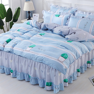 Bông giường váy giường bao gồm bốn mảnh váy với lá sen ren 1,5 m 1,8m bông 2 giường quilt cover 100%
