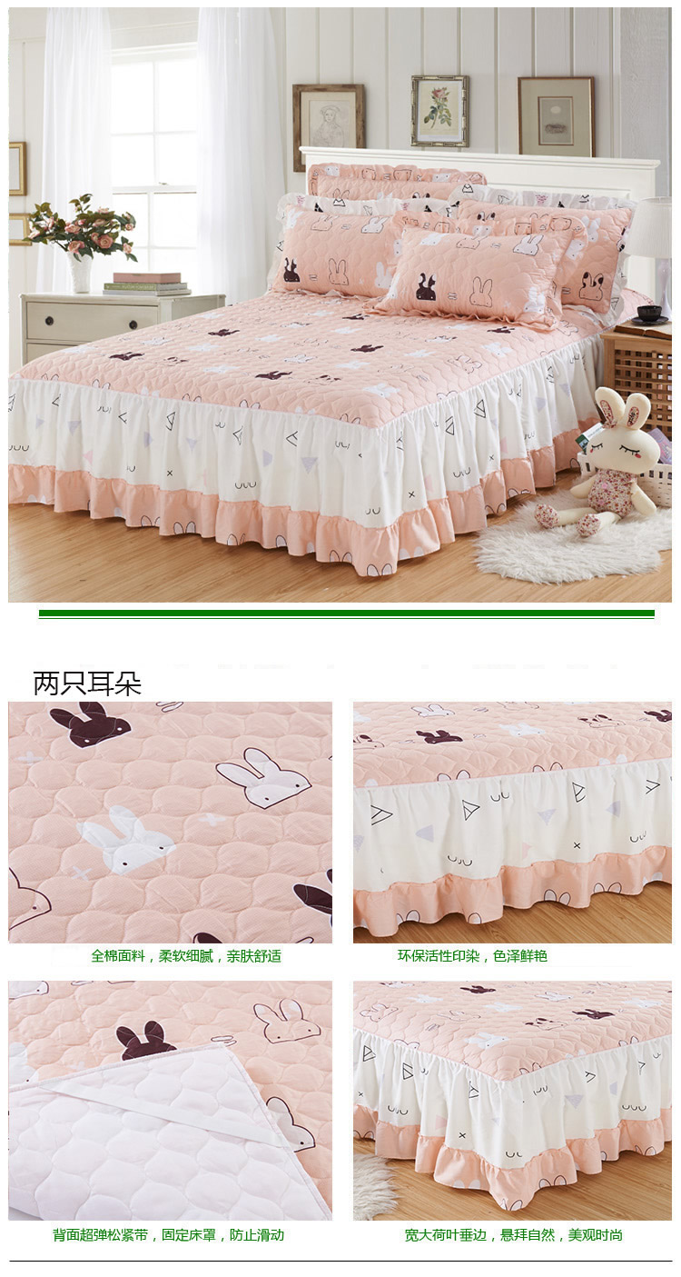Bông giường váy một mảnh dày 1,8 mét bông bông bông khăn trải giường công chúa ren bedspread đỏ Li 1.5 Mạng - Váy Petti váy giường khách sạn