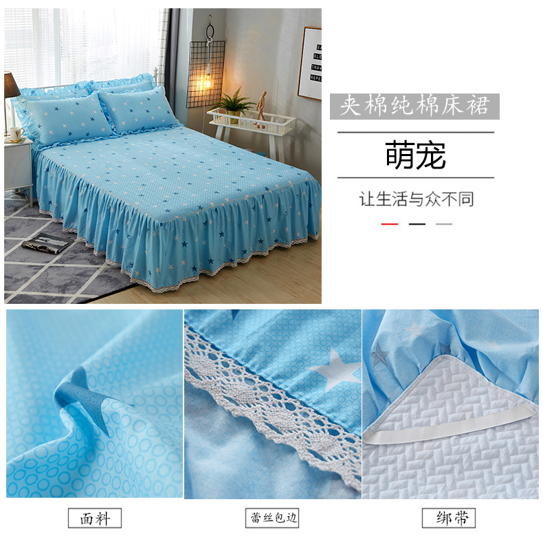 Chăn bông trải giường Hàn Quốc trải giường đơn mảnh cotton cộng với ga trải giường cotton dày 1,5 m 1,8m trải giường ba mảnh ga giường viền họa tiết