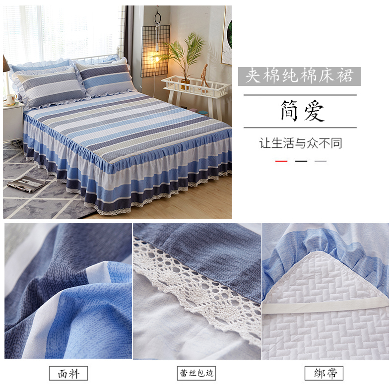Chăn bông trải giường Hàn Quốc trải giường đơn mảnh cotton cộng với ga trải giường cotton dày 1,5 m 1,8m trải giường ba mảnh ga giường viền họa tiết