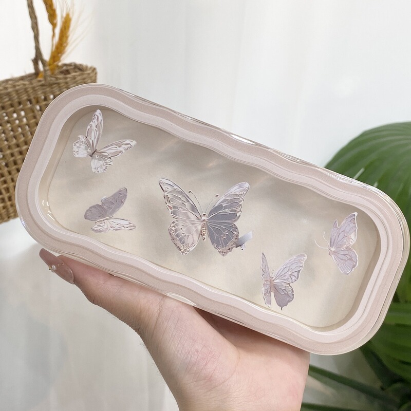 Transparent Glasses Case, Portable, Pressure-Resistant, Anti-Fall, for Students, Girls, Good-Looking, Myopia Eye Box, Purple Storage Box