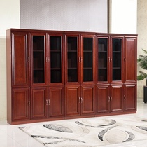 Office furniture paint bookcase wooden office file cabinet pasted solid wood leather bookcase floor cabinet file cabinet information cabinet