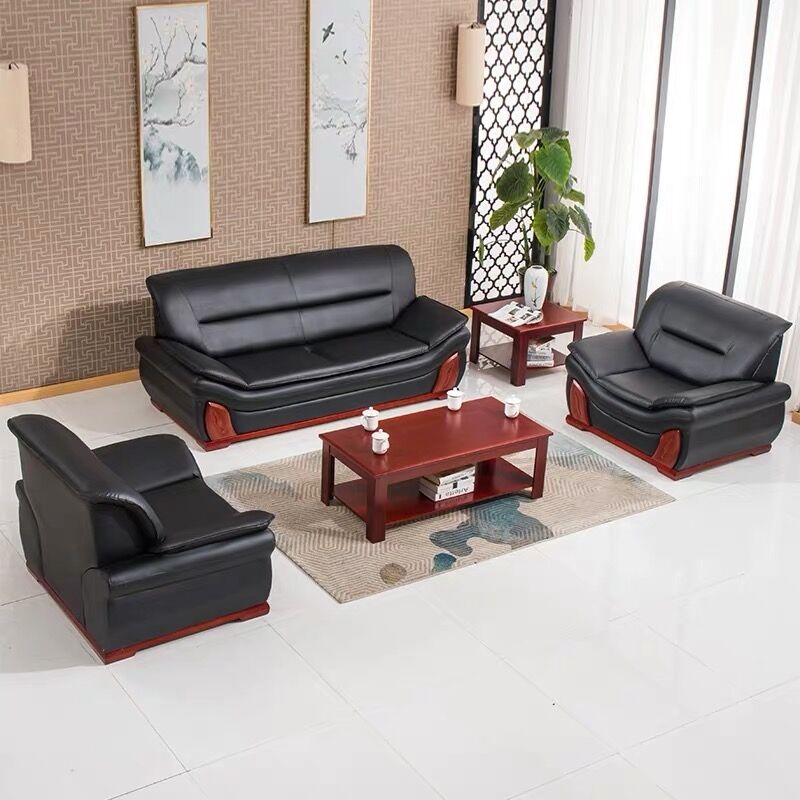Leather sofa manager reception sofa combination three-seat business reception sofa simple modern office sofa