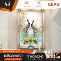 Cilu European oil painting entrance entrance decoration painting Jane Europe corridor restaurant mural aisle painting Peacock oil painting