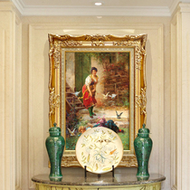 Porch decorative painting hanging painting European atmosphere high-end living room sofa background American oil painting character landscape wall painting
