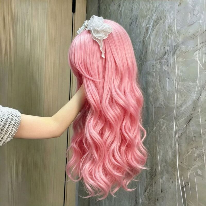Pink Wig for Women, Long Hair, Natural and Fashionable, New Trendy Style, Big Wavy Long Curly Hair, Cosplay Realistic Human Hair Full Wig Pink Wig for Women, Long Hair, Natural and Fashionable, New Trendy Style, Big Wavy Long Curly Hair, Cosplay Realistic Human Hair Full Wig