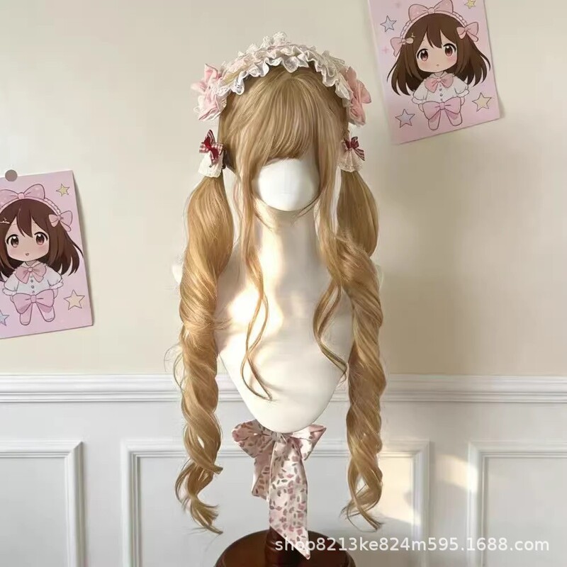 Xuchang Zelan Trading Co., Ltd. Yuan Yang Wig for Women 80cm Long Curly Hair with Bangs Platinum Blonde Lolita