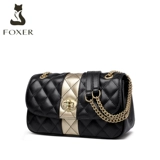 FOXER/金狐狸 Цепь с ромбовидным узором, модная сумка на одно плечо, сумка через плечо, из натуральной кожи