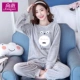 Mùa thu và mùa đông cộng với nhung dày dễ thương mèo san hô nhung pyjama nữ sinh viên phim hoạt hình flannel bộ đồ ấm áp dịch vụ tại nhà - Cặp đôi