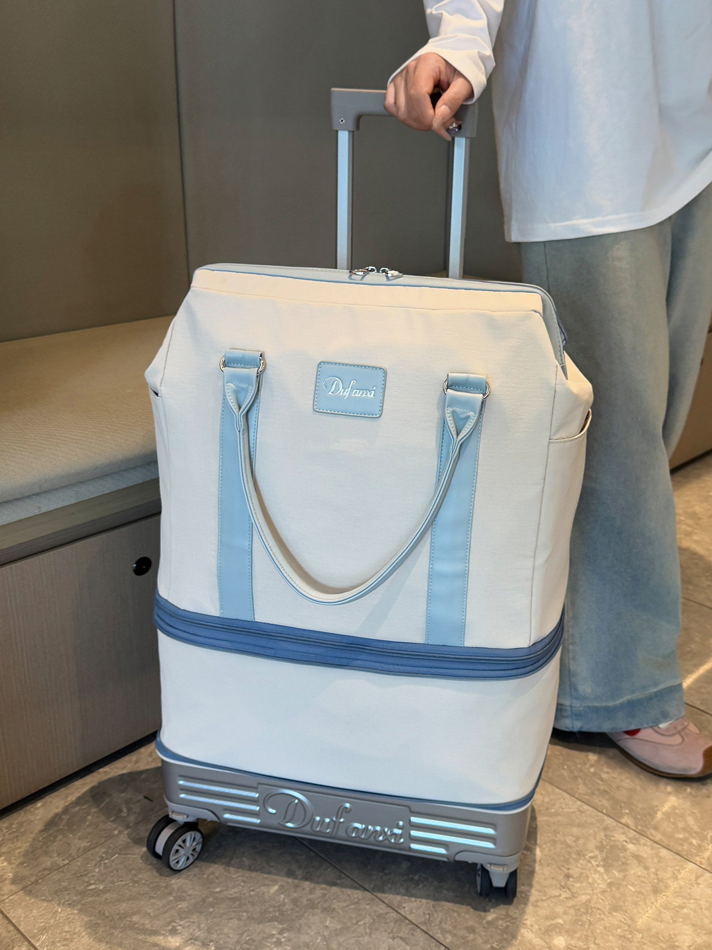 Universal Wheel Trolley Travel Bag, Short-Distance Travel Bag, Women's Large-Capacity Lightweight Luggage Bag, Multi-Purpose Maternity Storage Bag