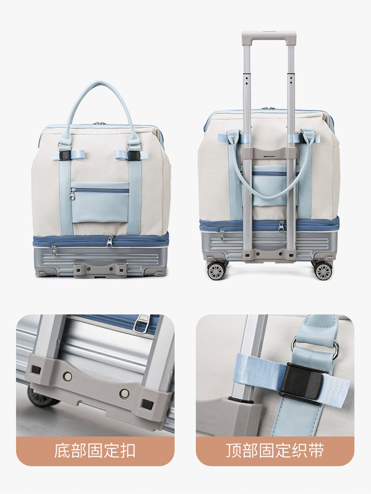 Universal Wheel Trolley Travel Bag, Short-Distance Travel Bag, Women's Large-Capacity Lightweight Luggage Bag, Multi-Purpose Maternity Storage Bag