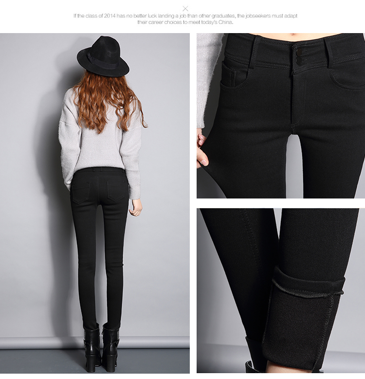 Mùa thu và mùa đông mẫu quần legging đen phụ nữ mặc quần dài cộng với quần nhung dày bó sát quần bó sát cao eo kéo dài quần bò nữ