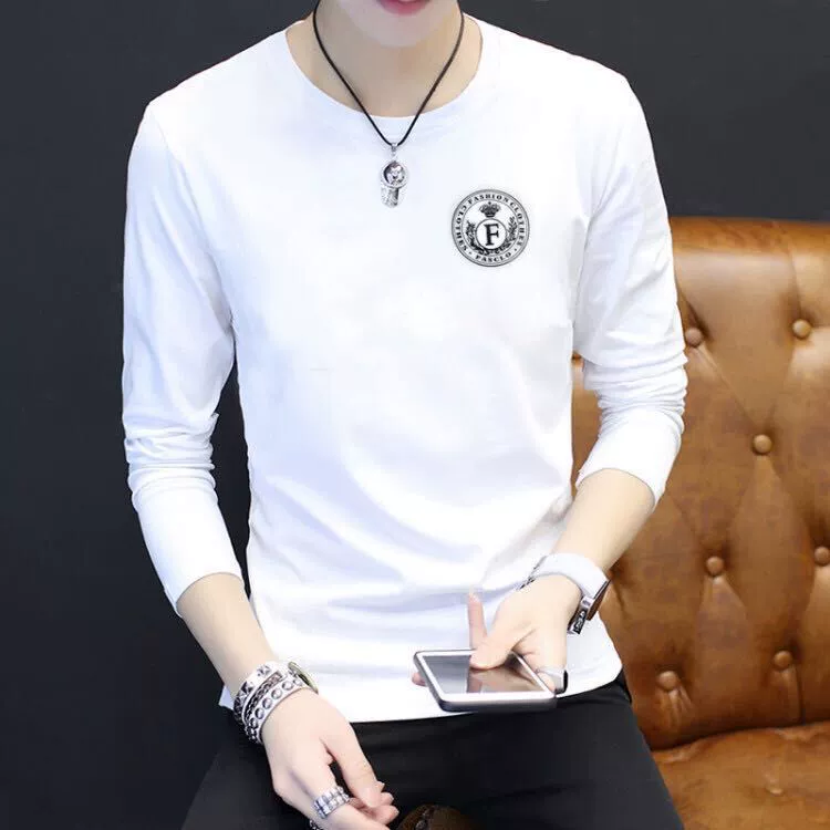 Người đàn ông Hàn Quốc ngắn tay t-shirt nam ngắn tay nam dài tay cổ tròn T-Shirt xu hướng đáy áo mùa hè cotton nửa tay quần áo nam áo thun nam trung niên