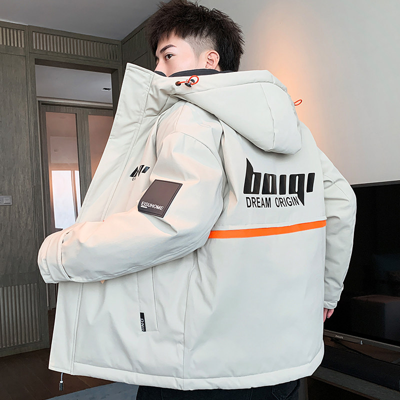 Cotton jacket men's autumn winter coat trend cotton jacket 2021 new down cotton coat plus down thick winter clothes