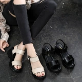 Сандалии, летняя обувь, универсальные туфли на платформе, из натуральной кожи, 2020 года, популярно в интернете