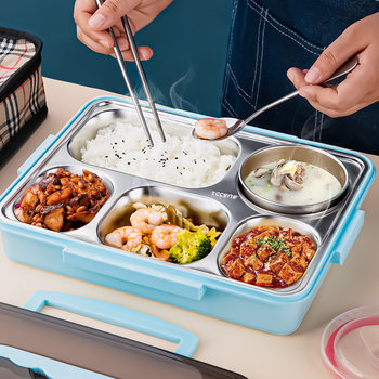 304 Stainless Steel Lunch Box Insulated Lunch Box Portable Lunch Box Set for Office Workers and Elementary School Students with Divided Compartments