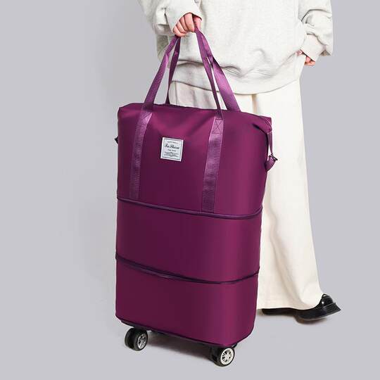 Large-Capacity Foldable Travel Bag, Wheeled Tote Bag, Moving and Maternity Bag, Business Trip and Travel Bag, Can Be Attached to a Trolley, Storage Bag