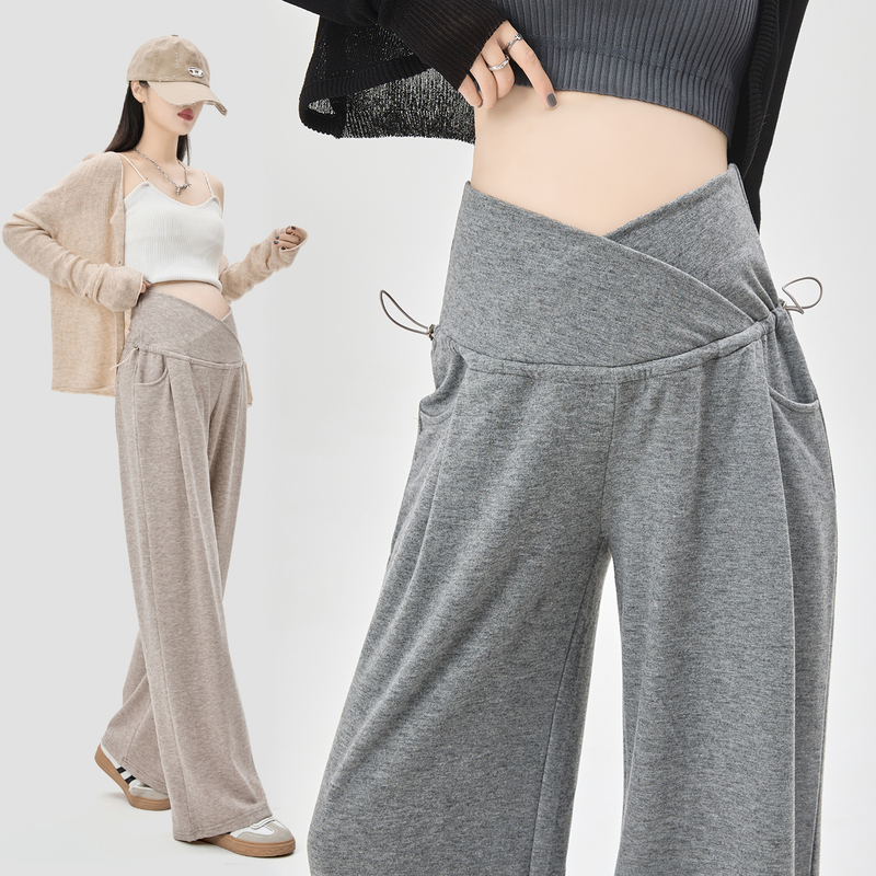Maternity Wide-Leg Pants for Spring and Autumn, Large Size, Thin Style, Suitable for Early and Late Pregnancy, Non-Tight on the Belly, Spring and Summer Casual Pants, Spring Wear