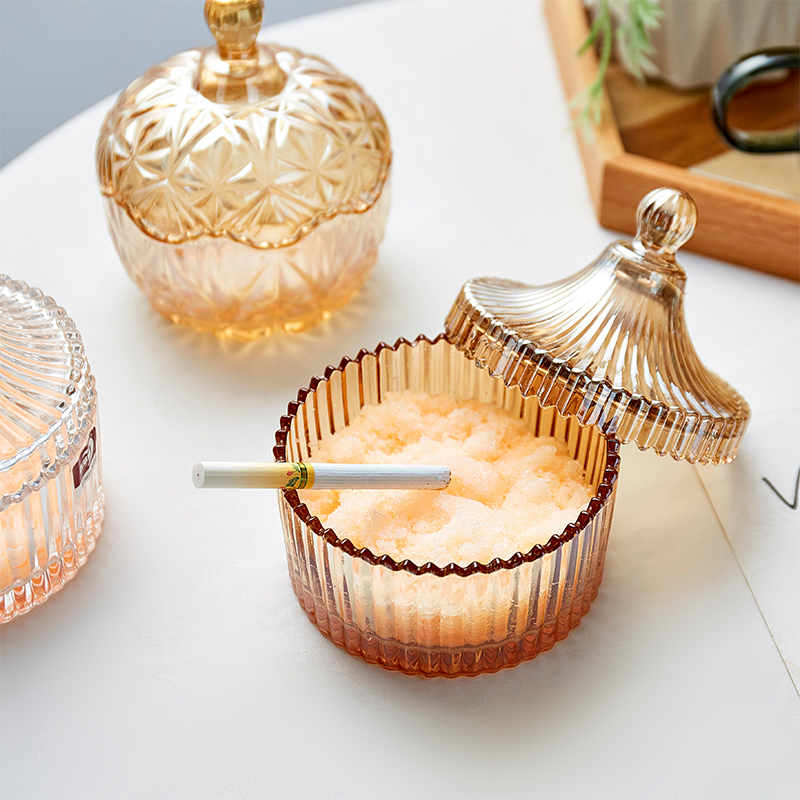 Nordic Creative Decoration of Ashtray Living Room Tea Table Office Multi-function Simple Fly-proof Glass Cigarette