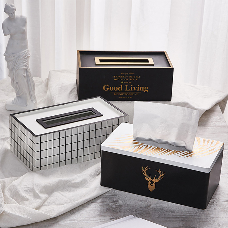 Light luxury tissue box creative simple modern high-end home living room paper draw box dining table napkin draw box ornaments