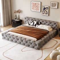 Japanese tatami bed box fabric bed modern simple buckle bed 18 meters master bedroom light luxury floor double bed