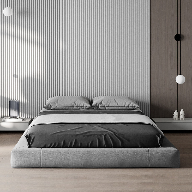 Bedless bed small family master bedroom modern simple 1 8m cotton and linen Nordic fabric double bed Japanese tatami bed