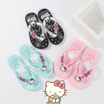 Hello Kitty girl slippers Summer girl cool drag girl clip foot flip flops in large childrens flat heel non-slip beach shoes
