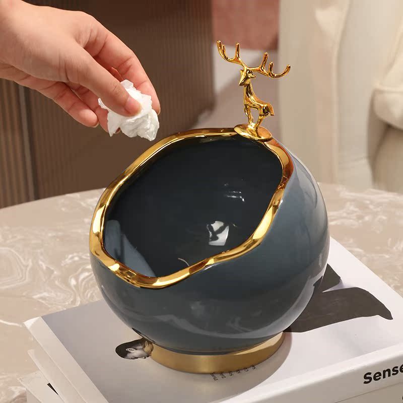 Nordic living room household mini trash can desk surface without cover sundries storage bucket light luxury dressing room small paper basket