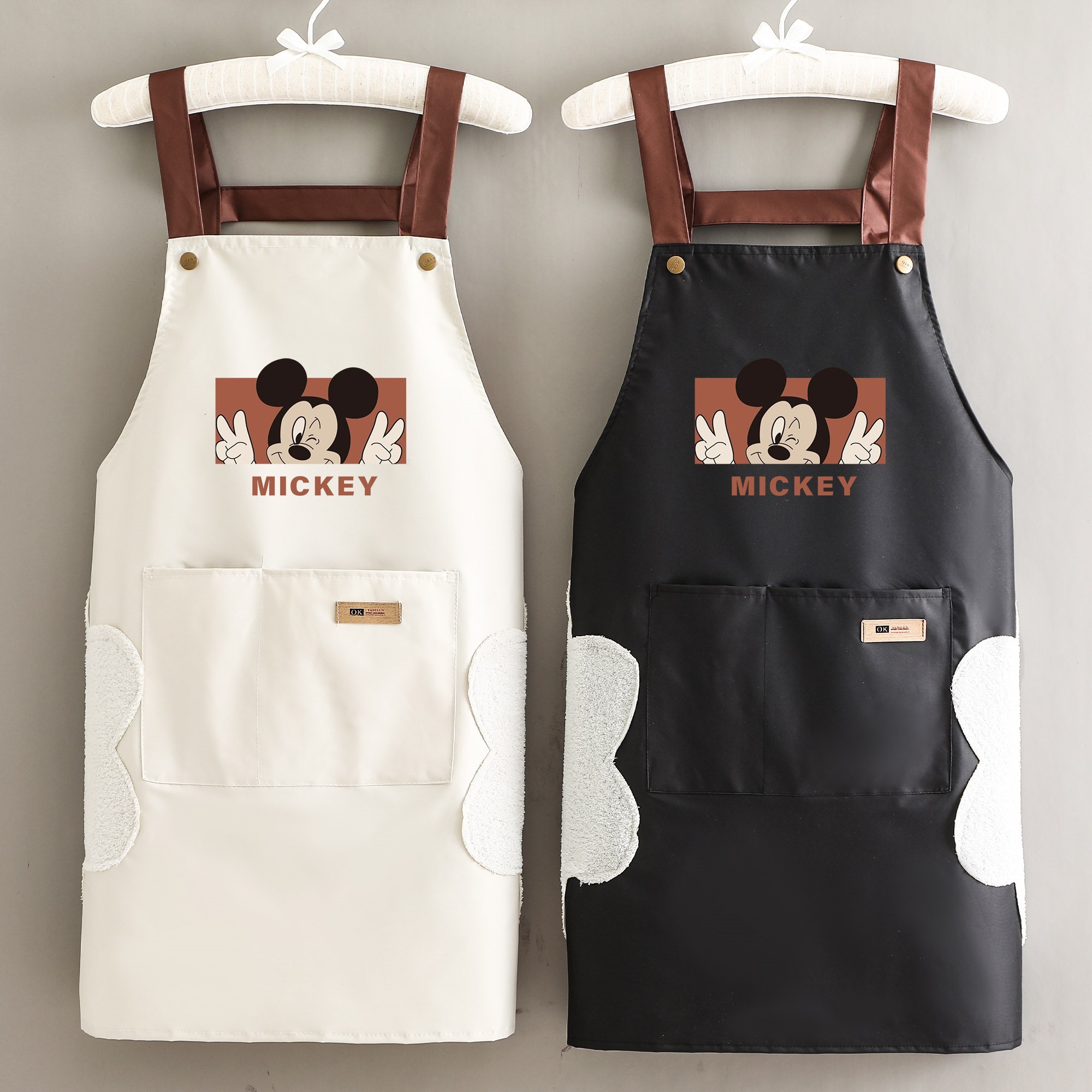 Home kitchen apron women's fashion cute waterproof and oil-proof Western style apron overalls men's custom logo printing