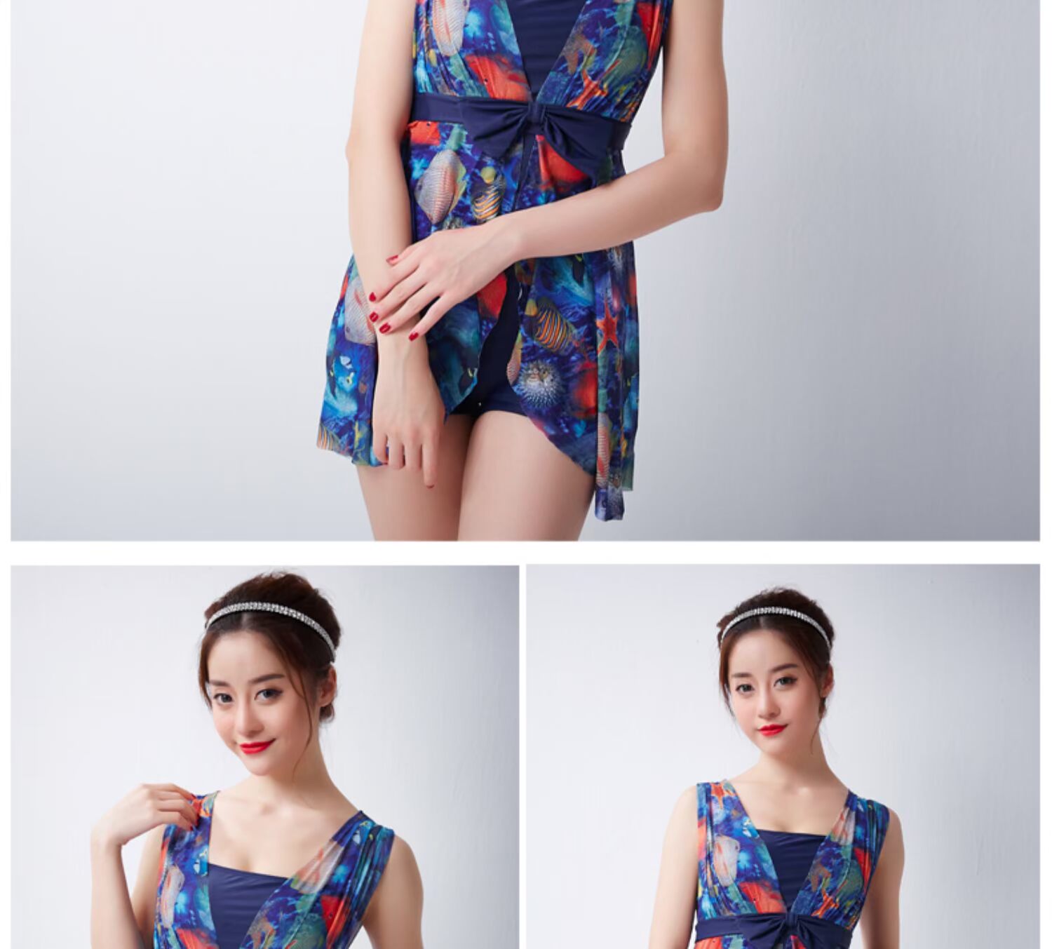 OOK áo tắm nữ Xiêm váy ngực nhỏ tập hợp để che bụng là thép mỏng hỗ trợ góc phẳng kích thước lớn áo tắm nóng mùa xuân bảo thủ - Bộ đồ bơi One Piece quần áo bơi liền thân