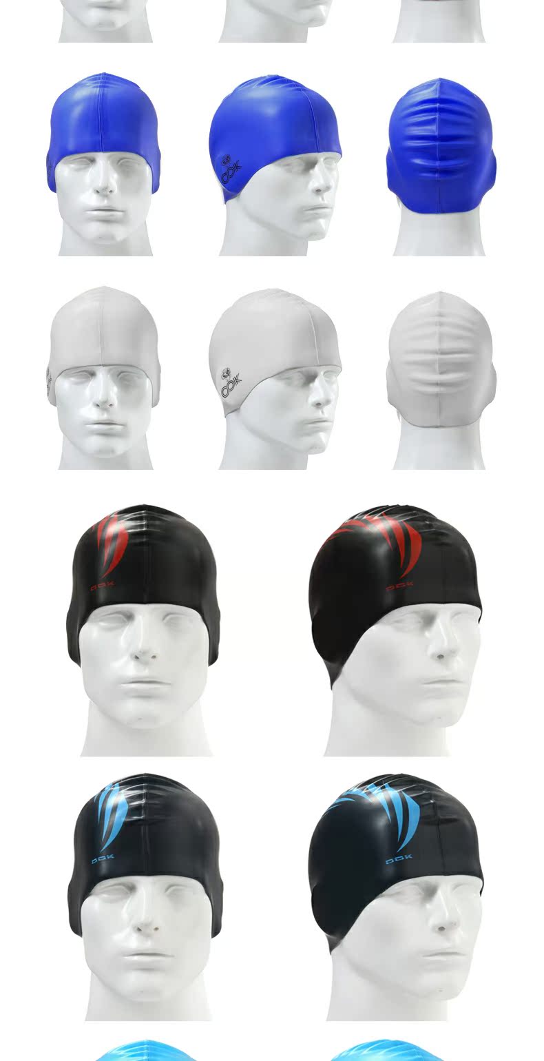 Mũ bơi silicon OOK nữ tóc dài không thấm nước silicone chính hãng unisex thời trang mũ bơi đích thực mũ bơi bịt tai cho bé
