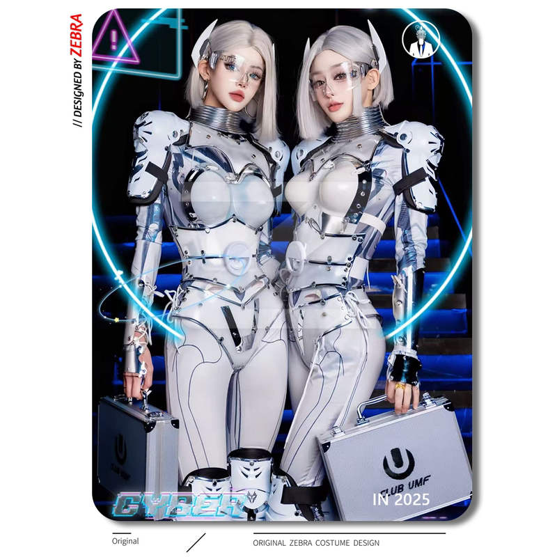 Ai Technology Cyber Girl Mechanical Maid Sexy Tight-Fitting Base Layer Tech Knight Nightclub Gogo Tech Performance Costume