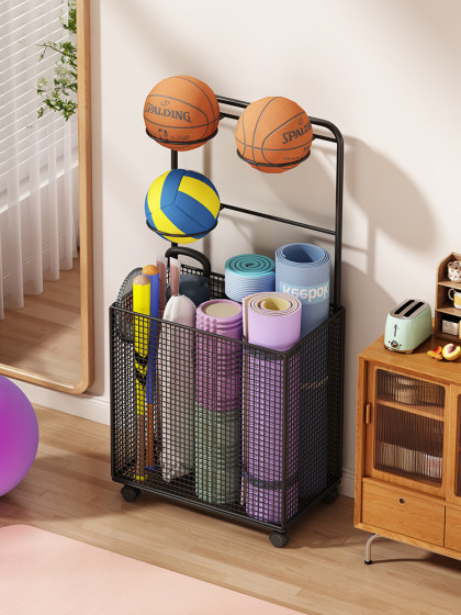 Yoga Mat Storage Basket, Fitness Organizer Rack, Indoor Storage Rack for Football and Basketball, Ball Sports Equipment Display Rack