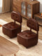 Swivel Stool with Wheels for Home Use, Comfortable Backrest, Small Chair with Casters, Solid Wood Low Stool, Soft Cushion Shoe-Changing Stool, Small Stool for Living Room