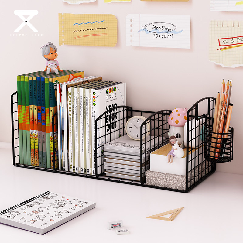 Desktop Bookshelf Shelves Small Table Students Book Stand Children's Iron Art Office Stratix Containing Finishing Racks