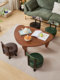 Solid Wood Swivel Stool for Home Use, Small Stool for Living Room, Leisure Low Stool, Children's Chair with Backrest, Soft Cushioned Shoe-Changing Stool for Entryway