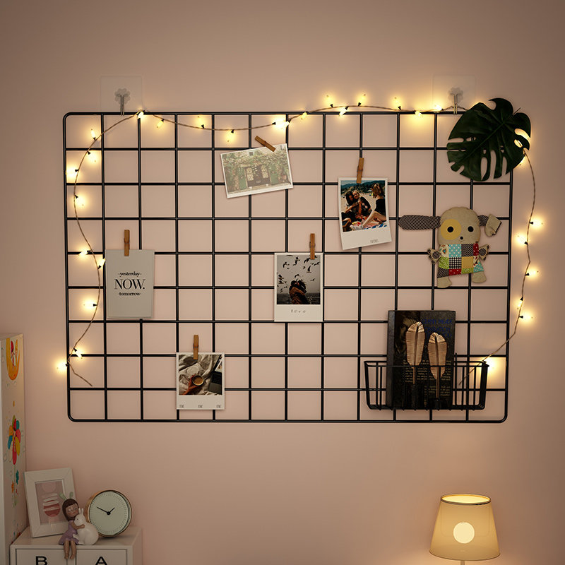 Photo Wall Background Decoration Living Room Wall Shelf Kindergarten Iron Art Grid Hanging Wall Hanging Wall Subrack Free-Taobao