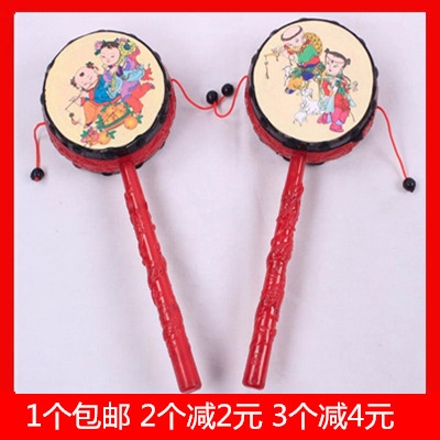 Newborn Baby Toy Tradition Classic Auspicious Dial Wave Drummer rattles infant toddler toy for 3-6-8 months