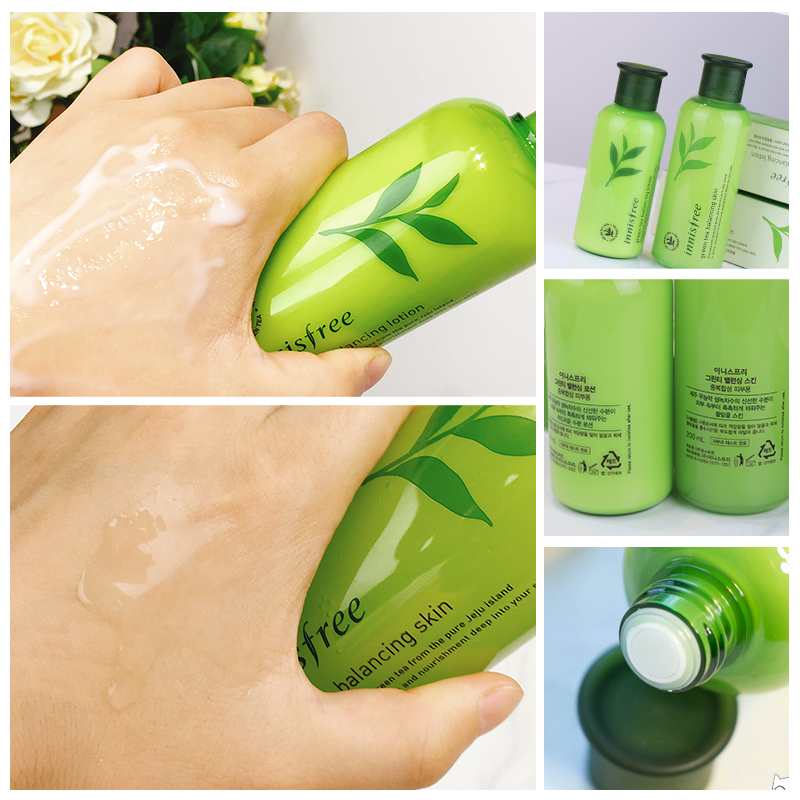 韩国innisfree悦诗风吟绿茶平衡清爽肤水乳两件套液补水保湿控油