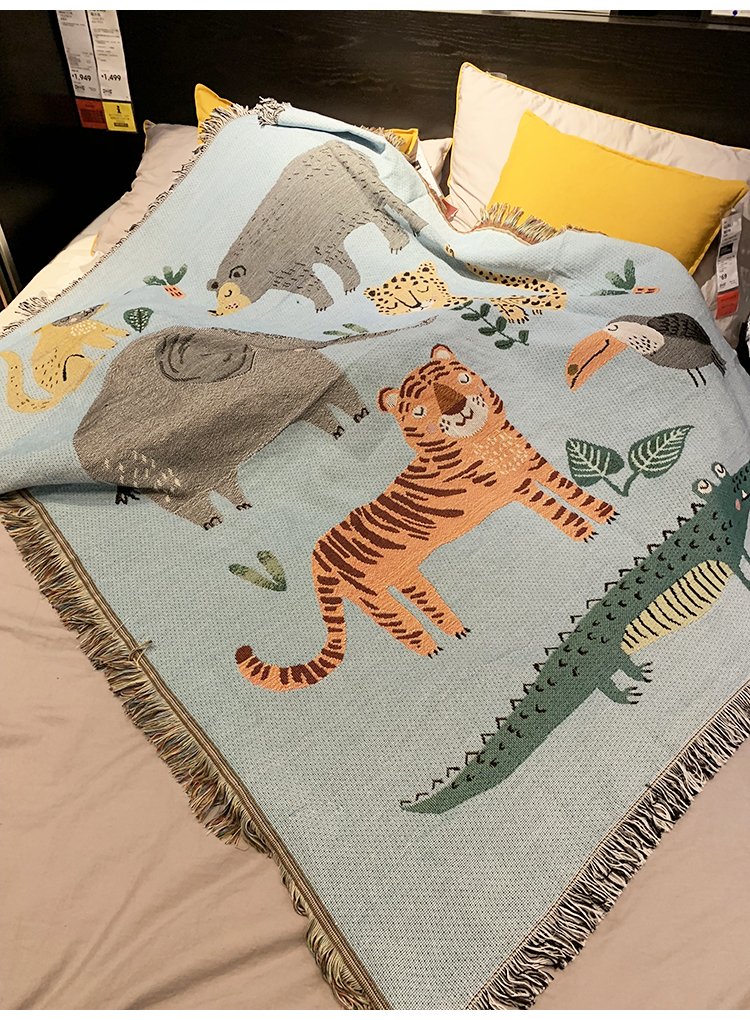 Thế giới động vật Bông dệt Tấm thảm Phòng trẻ em Thảm trẻ em Chơi Giải trí Mat Sofa Chăn Nền trang trí Vải - Tapestry thảm tường