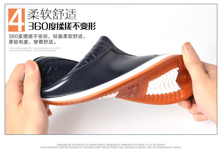 Thấp để giúp mưa khởi động của nam giới thời trang mùa hè ống ngắn giày nước non-slip chịu mài mòn axit và kiềm mưa khởi động nhà bếp đầu bếp dày có đế giày làm việc giày chống nước đi phượt