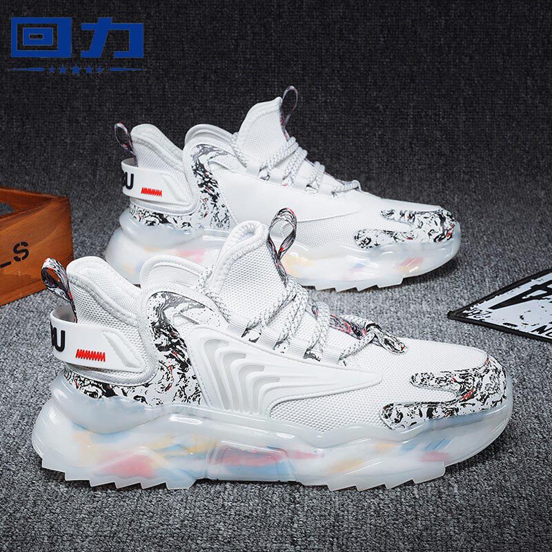 Popcorn men's shoes national tide breathable autumn youth mesh sports leisure coconut dad small white all-match tide shoes