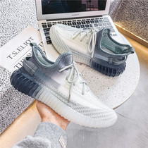 National tide coconut mens shoes summer breathable versatile sports fly weaving 2022 new gradient color mesh casual tide shoes