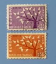 French Stamps 1962 Europa Series Group 7 Letter Sales 2 Complete