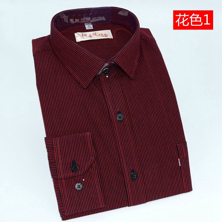 Áo cotton nam thô dài tay áo sơ mi cotton dài tay trung niên kẻ sọc quần áo vải nam áo sơ mi nam họa tiết